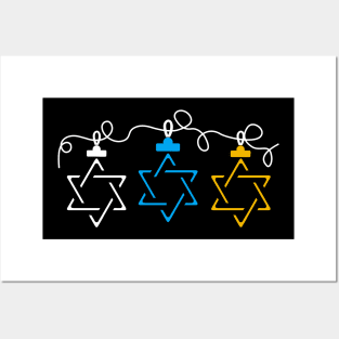 Jewish Star String Dreidel Menorah Chanukah Hanukkah Posters and Art